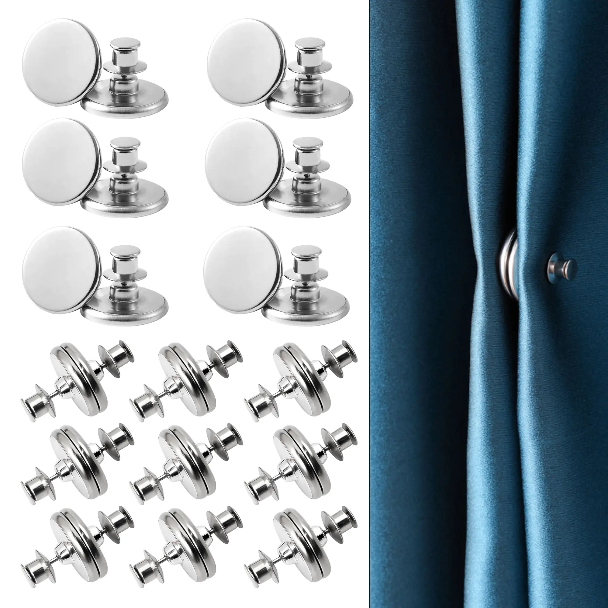 16 Counts Magnetic Curtain Closure, Prevents Openings Between Curtain Panels