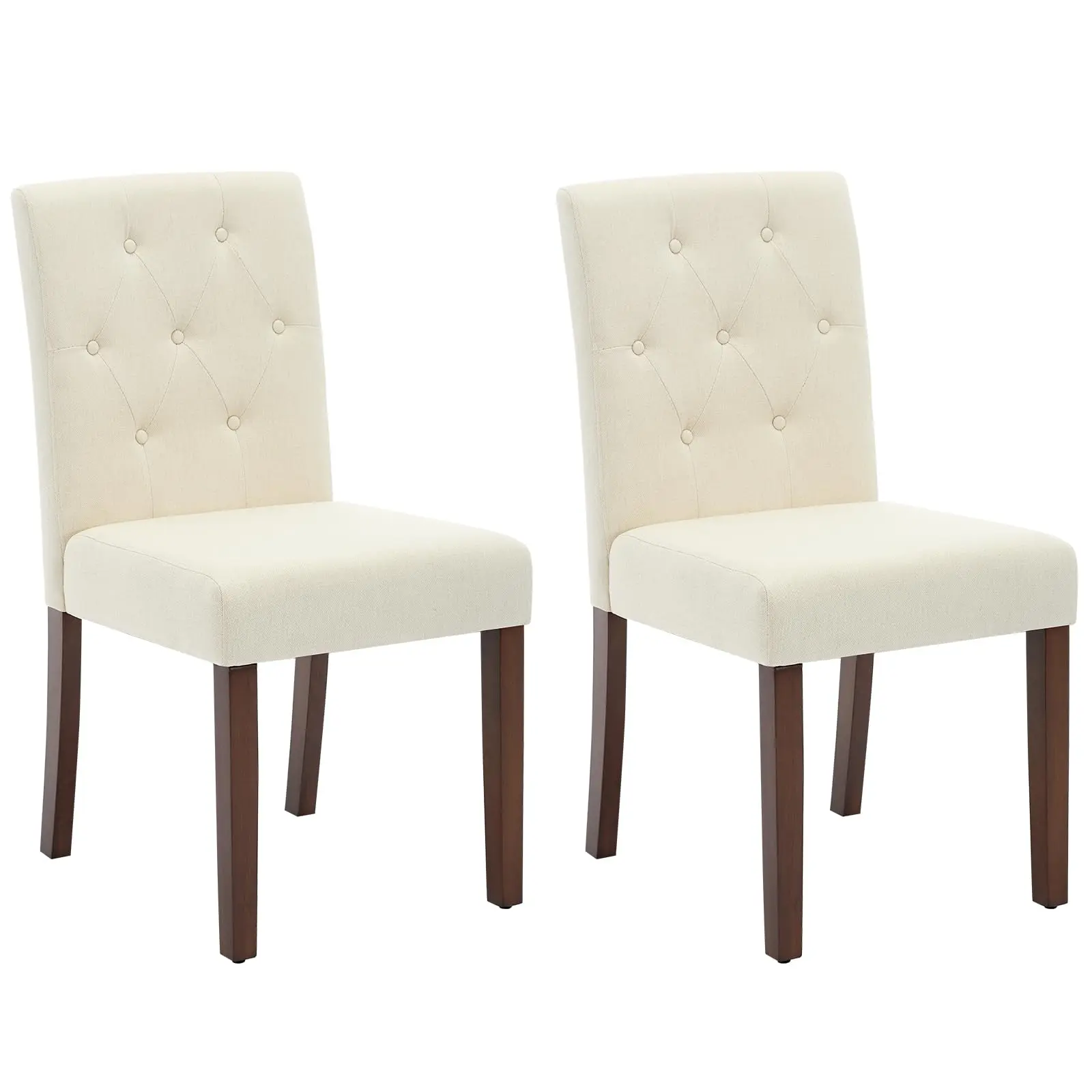 Garvee Set of 2 High Back Parsons Dining Chairs with Soft Linen Fabric, Padded Seat, Sturdy Wood Legs, Comfortable Accent Seating for Dining Room, Kitchen, Living Room, Café - Grey Linen