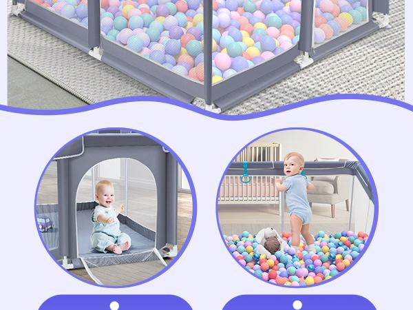 Baby Playpen, Indoor&Outdoor Playard, Play Pens for Kid Activity Center, Sturdy Safety Baby Fence with Breathable Mesh for Toddler playpen