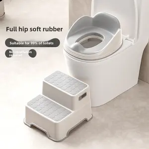 Langkes Premium Oversized Kids Toilet Seat with Step Stool Toddler Potty Training Toilet Seat for Boys and Girls Non Slip Bathroom Step Up Stool Potty Trainer Toddler