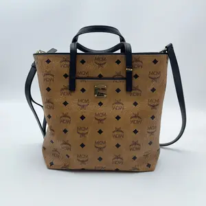 Pre-owned MCM Canvas Tote Bags Tote Bag in Cognac Visetos 0023