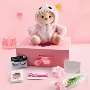 Getahug Pink Girly Teddy Bear Gift Box | Handmade Jointed Stuffed Animal Birthday Anniversary Gift for Girls