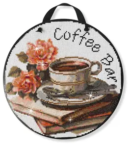 Coffee Bar Diamond Painting Kit, ROUND Drills, 12.5" Hanging Sign