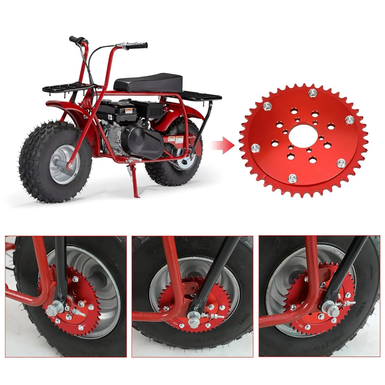 CT200U Mini Bike 420 Chain 42T & Split Sprocket Compatible with Colema* CT200U BT200X CT200U-EX Baja Warrior Massimo MB165 MB200 Predator 212 196cc 5.5hp 6.5hp Minibike Go Kart Parts