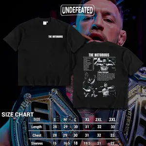 UNDEFEATED CLUB Conor McGregor UFC Heavy Cotton T-shirt Triple G Boxing Fight Night Shirt Fan Apparel Menswear Direct-to-garment Breathable Printing.