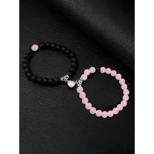 Magnetic Heart Charm Beads Bracelets, Fashionable Couple Bracelet for Exquisite Fashionable elemy for Birthday Gift, Valentine's Day, Gift, Charm Bracelets, Friendship Bracelet, Fashion Cool Accessories, Couples Bracelet