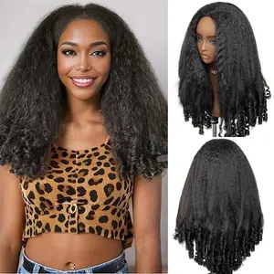 ISEE HAIR Kinky Straight Wear Go Half Wig With Spiral Curly Ends Minimal Leave-Out Seamless Flip-Over Glueless Human Hair Wigs#SpringStatements#greenish#TikTokShopSpringGlowUp