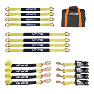 VEVOR Wheel Chock Tie - Down Kit, Tire - Style Tow Dolly Strap, Car Tie Down Kit with Heavy - Duty Hook, Break Strength 10009 lbs Working Load 3333 lbs Motorcycle Tie - Down System for ATV, SUV, TrailerVEVOR Super Brand Day
