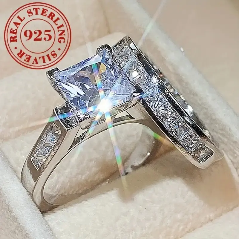 Women's Square Moissanite Couple Rings Set 925 Silver High-Quality Moissanite Engagement Anniversary Gift, Perfect Choice for Friends and Lovers, Elegant and Sexy