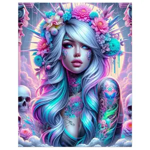Tattooed Woman Diamond Painting Kits for Adults, 5D DIY Diamond Art Kits for Beginners, Full Drill Diamond Painting Kits for Home Wall Decor, Diamond Pattern Design