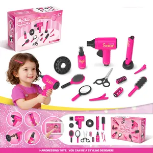 Hair Salon Game Set for Girls, Includes Hair Dryer, Straightener, Comb, No Battery Needed, Role Play Beauty Toy, Ages 3+