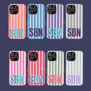 Monogrammed Striped Phone Case, Personalized Protective case, fun design, compatible with iPhone 17 Pro Max, 17Air, 16 Pro, 15 Plus, 14, 13, 12 and 11, TPU full screen, shockproof, stylish, scratch-resistant, soft silicone material, drop-proof