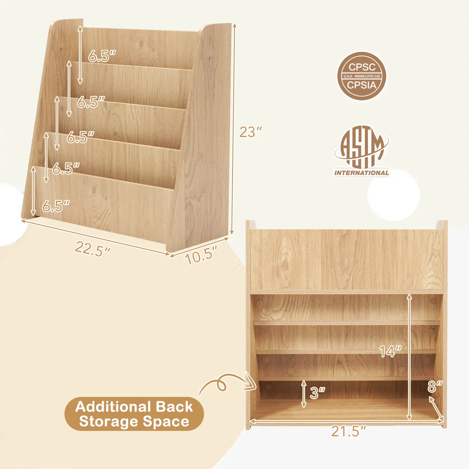 COSTWAY - 4-Tier Kids Bookshelf with Deep Compartments for Bedroom-Natural COSTWAY - 4-Tier Kids Bookshelf with Deep Compartments for Bedroom-Natural