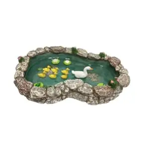GlitZGlam Duck Pond -Mother and Ducklings! A Miniature Duck Pond for a Miniature Fairy Garden
