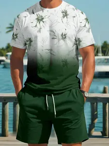Men's Summer Short-Sleeve Shorts with Unique Prints, Best-Selling, Stylish and Casual Design, Men's 2-Piece Set, Fitted, Trendy Summer Outfit, Essential for Hiking, Sports, Beach Vacations, and Gatherings