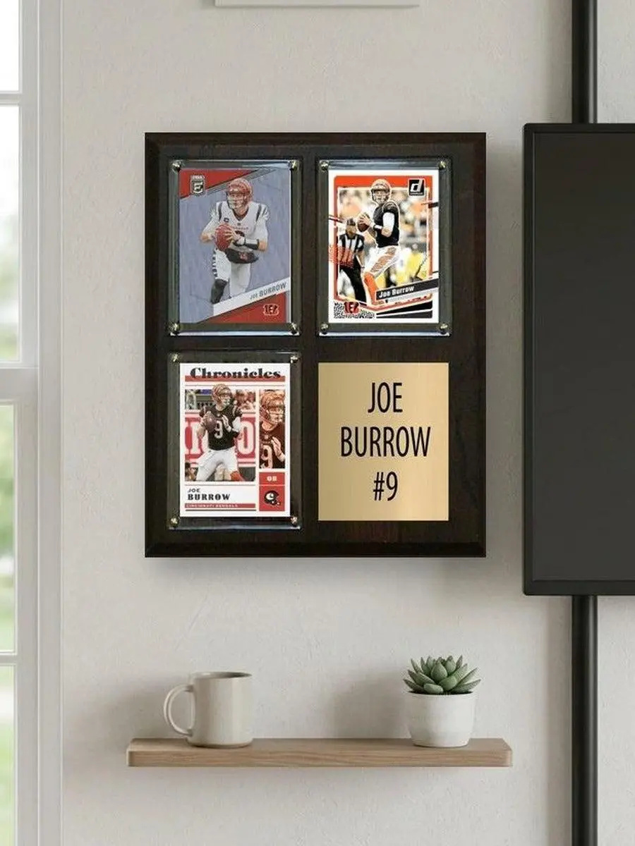 Joe Burrow 3 Card Plaque Donruss Fleer Topps 2023 2024 Cincinnati Bengals