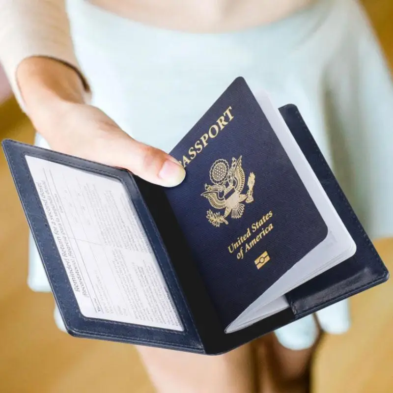 1 Piece Letter Pattern Passport Holder, Portable Simple Solid Color Passport Organizer for Outdoor Travel