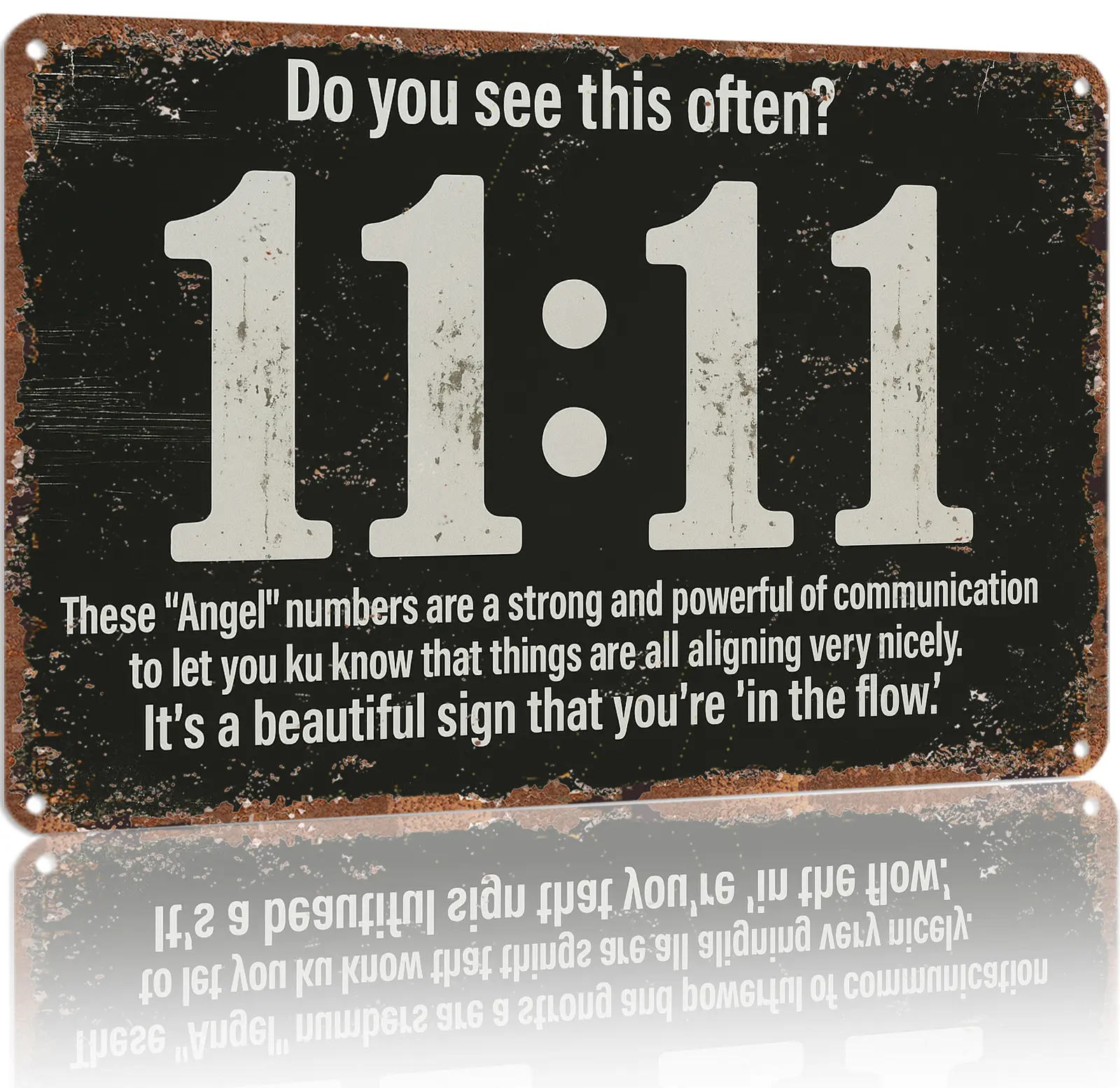 8x12 in Lead-Free Aluminium Metal Angel Number 11:11 Sign - Retro Vintage Spiritual Wall Decor, Meaningful Gift for Home Room, Home Supplies Plaques & Signs, Lead-Free Home Signs