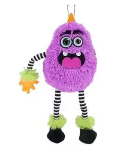 15.25” Plush Monster with Horn – Purple, Lime, Black & Orange Halloween Wreath Attachment
