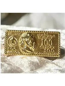14K Gold-Plated Money Bill Dollar Double Finger Ring for Men & Women, Hip Hop Statement Ring, Streetwear Fashion Jewelry Gift