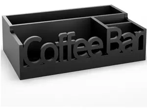 Coffee Bar Organizer for Countertop Wood Coffee Pods Holder Storage Basket Essential Coffee Bar Accessories for Home and Office Black Design