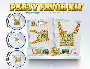Fresh Grad 2026 Graduation Party Favor Kit | Printed Chip Bags Water Labels Gift Bag Labels | Hip-Hop & Holographic Designs | Class of 2026 Party Supplies