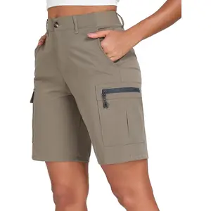 Women's Hiking Cargo Shorts Bermuda Lightweight Golf Camping 9" Long Shorts with Pockets Quick Dry