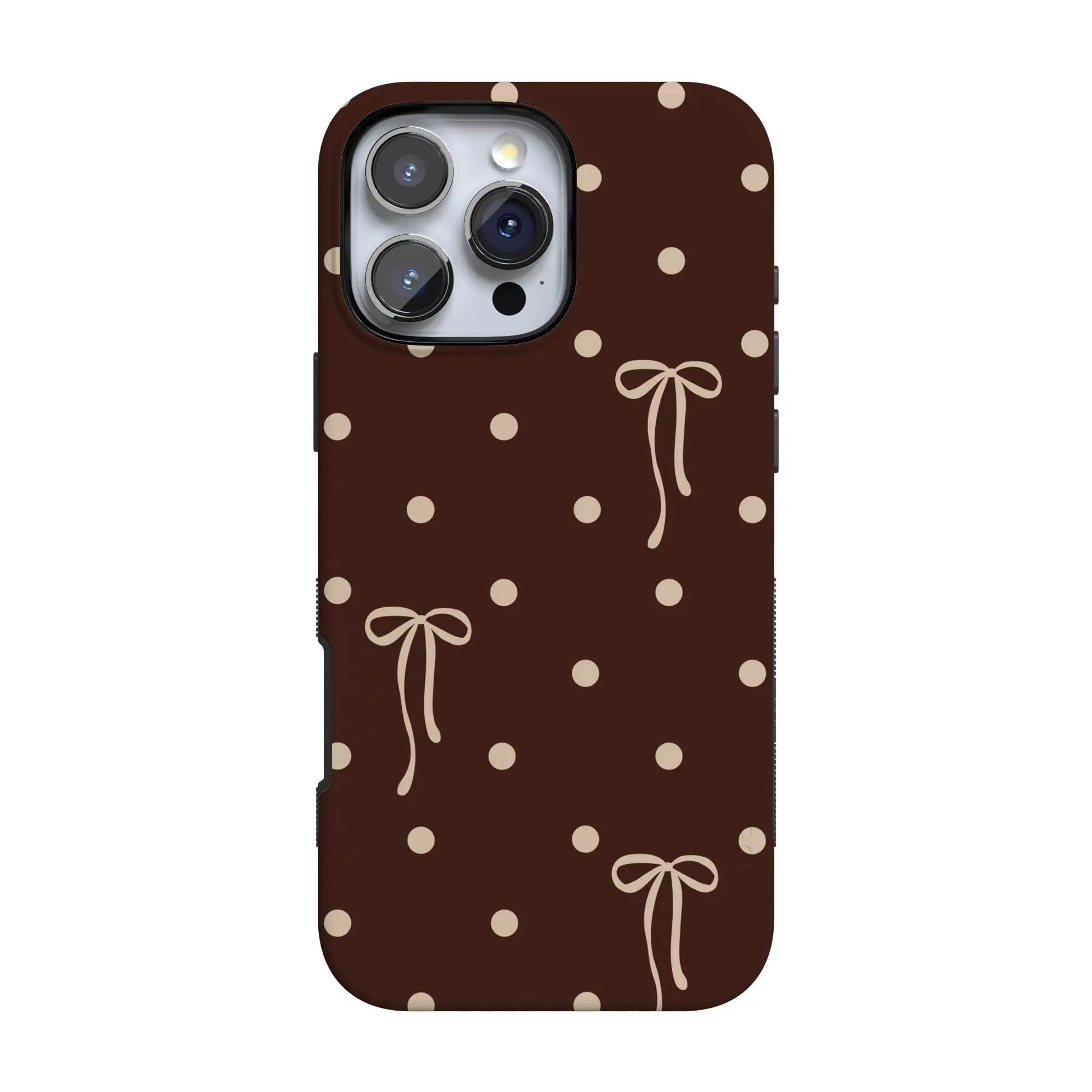 Casely iPhone 16 Pro Max Case | Teddy Bows | Brown Polka Dot | Bold Protective Design | Compatible with MagSafe