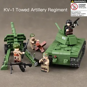 Russian Kv-1 Tank Kv-1 Towed Artillery Regiment Building Block Set, Authentic Design, High Difficulty Assembly, Military Collectible, Stem Education Toy