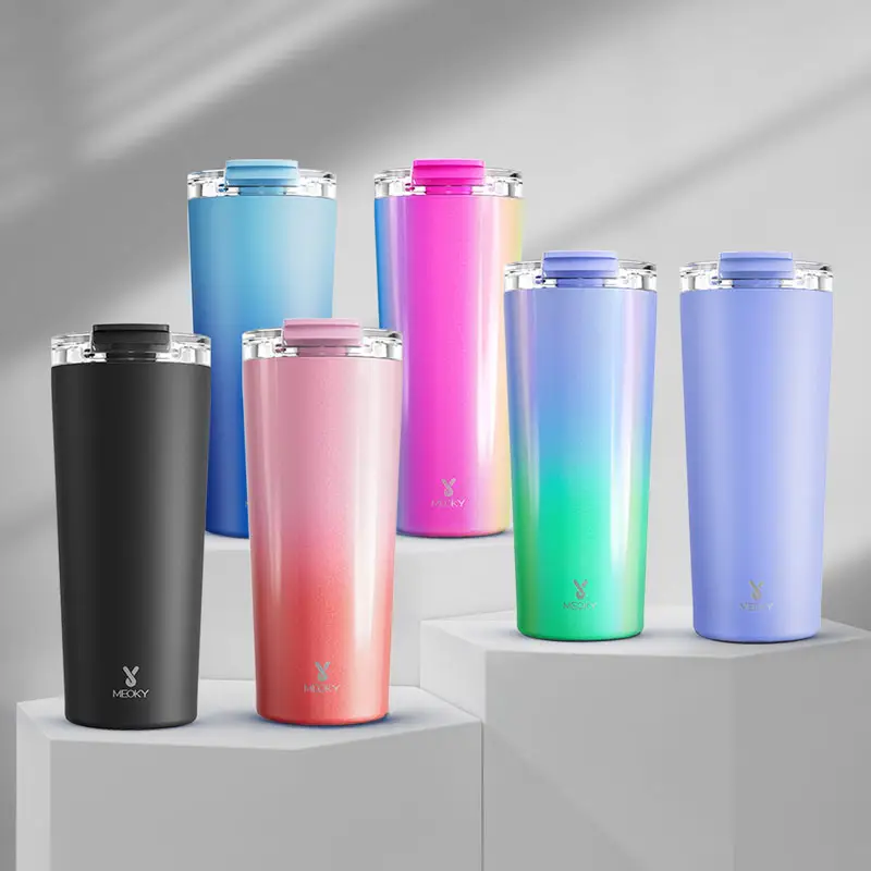 MEOKY simple and modern 24 oz 304 stainless steel water bottle, reusable car travel cup, leak-proof design | keeps cold for 24 hours