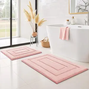 Rugs Sets 2 Piece,Soft Bath Mats for, Bath Rugs Non Slip Washable, Absorbent Bath Rug for Tub, Shower and, Bath Mat Set (Pink, 20" x 32" + 16" x 24")