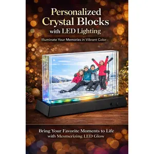 Personalized Crystal Photo Block with LED Base, Custom 4x6 Illuminated Keepsake