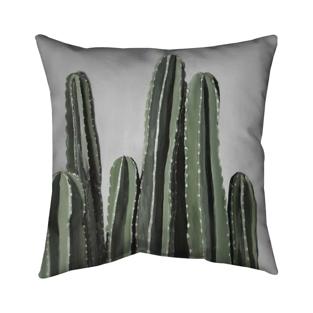Begin Home Decor 5542-1616-FL277-1 16 x 16 in. Desert Candle Cactus Pillow - American Livingroom Decor