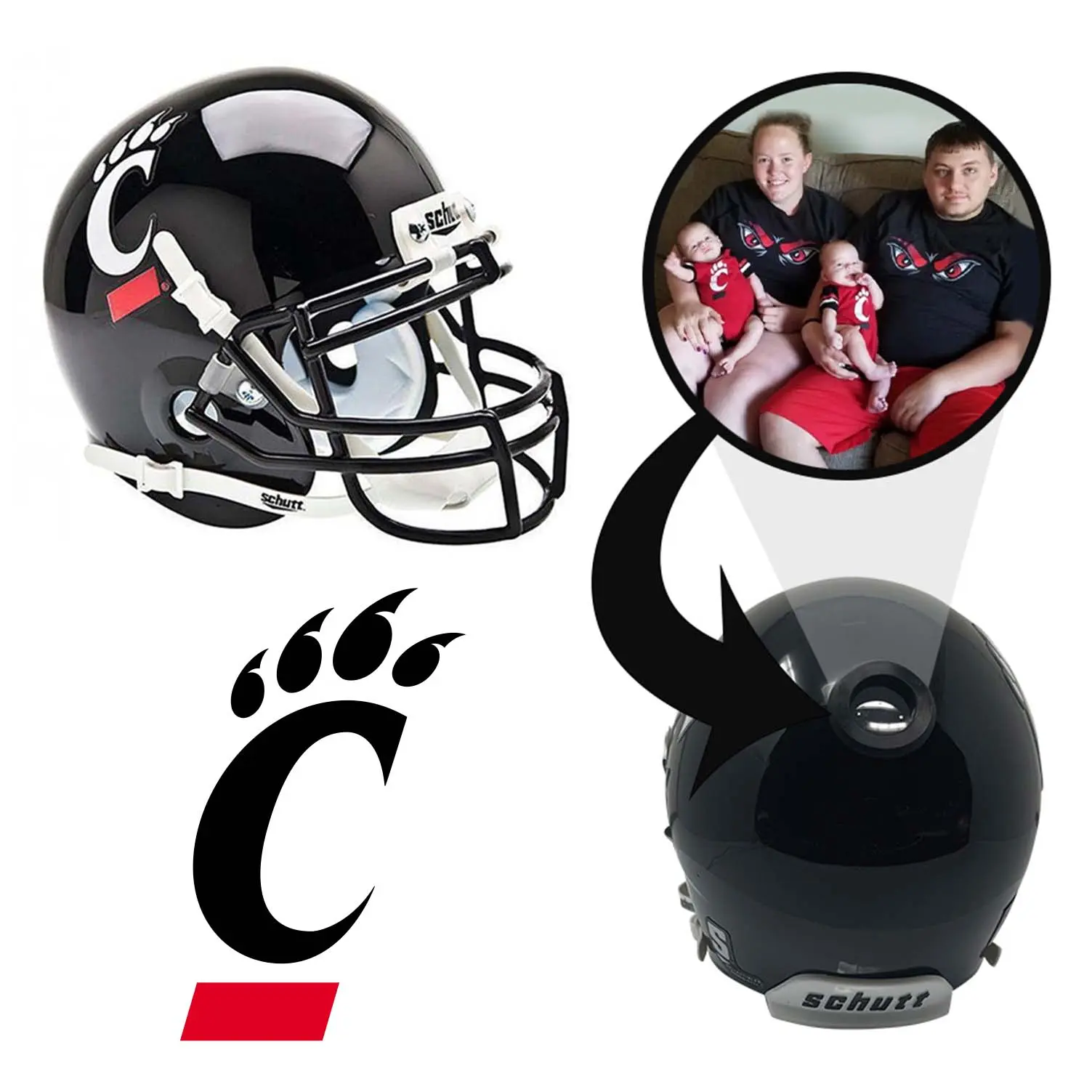 Cincinnati Bearcats College Football Collectible Mini Helmet - Picture Inside - FANZ Collectibles