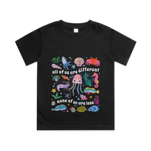 All of Us are Different None of Us are Less Autism Awareness Cotton T-shirt, Graphic Print Round Neck Short Sleeve Casual Tee for Boys Girls