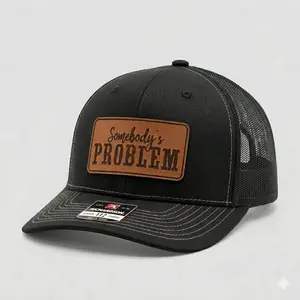 Somebody’S Problem Hat – Leather Patch Trucker Hat, Funny Snapback Cap, Country Music Lover Hat, Cute Cowgirl Style Hat, Viral Tiktok Gift For Her, Couples Humor Hat, Trendy Everyday Cap