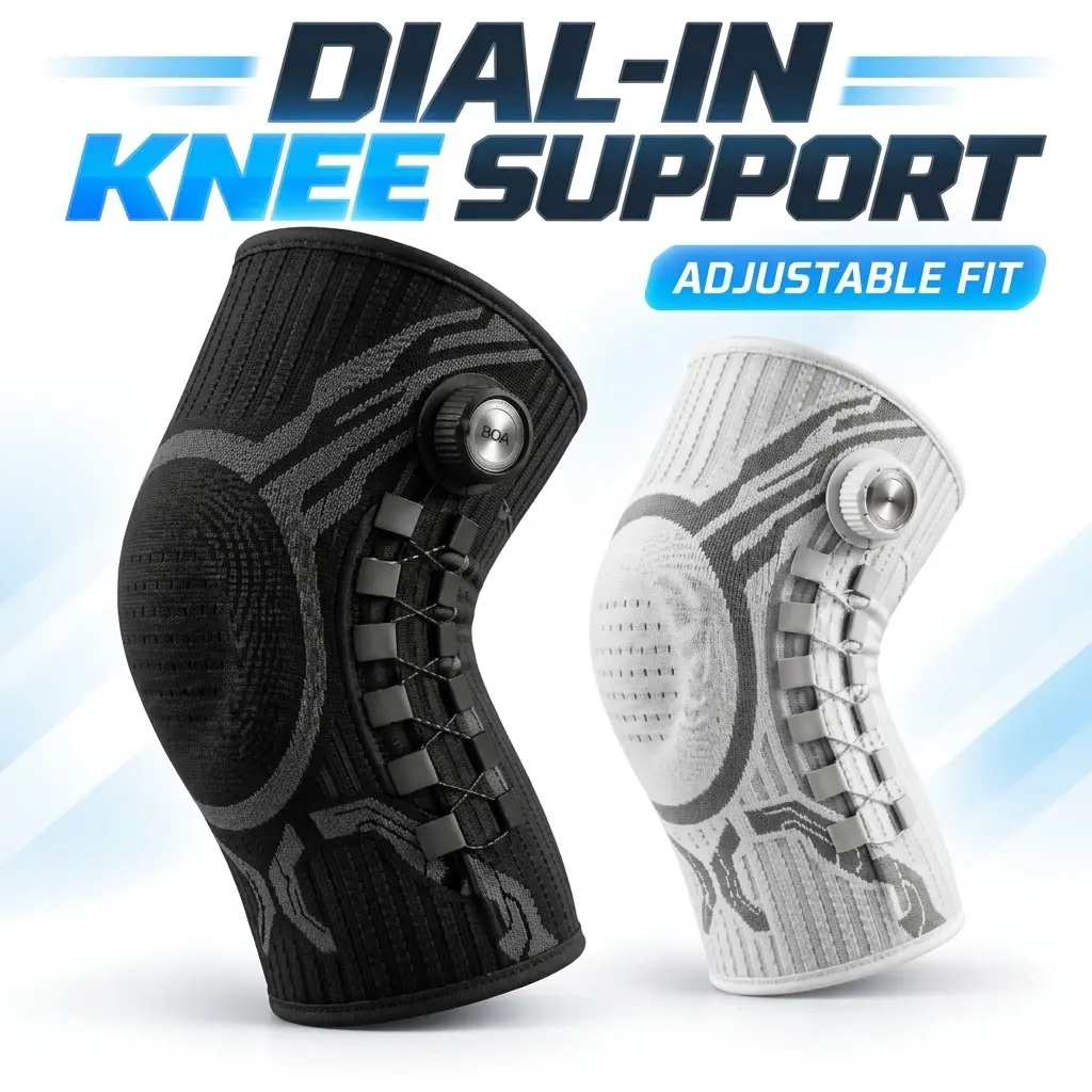 Dial-Adjustable Knee Brace with Adjustable Compression, Breathable Knee Sleeve for Running, Gym Workouts & Everyday Support