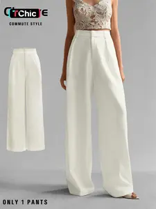 Women's Casual Commuter Pants, Straight-Leg Wide Leg Trousers, Comfortable Office Wear, Stylish Ladies' Clothing for Daily Use