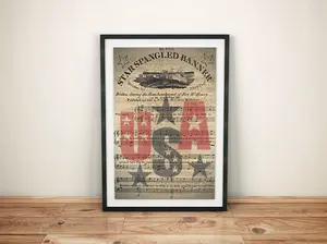 Star Spangled Banner Vintage Poster, United States Anthem Print, US Music Sheet Print, US Flag Print, Patriotic Poster, US History Wall Art