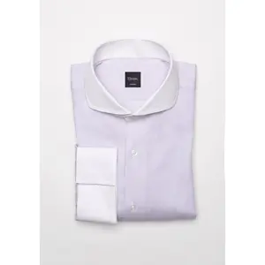 Pastel Lilac Pinstripes Pima Cotton Shirt - White Cutaway Extreme Collar