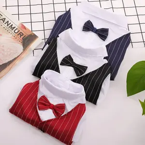🎩 Dog Tuxedo Outfits Set with Bow Tie! Wedding-Ready Striped Suits for French Bulldogs 🐾 Prince Costumes for Birthday Paw-ties 🎉 #DapperDog
