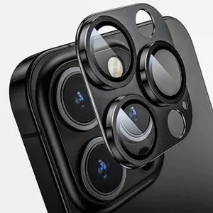 Full-Coverage Metal Frame Smartphone Lens Protector for iPhone 16 Pro Max/iPhone 17 Pro Max, Ultra-Clear Tempered Glass, Scratch-Resistant, Fingerprint-Resistant, Anti-Reflective, Case-Compatible, Easy-to-Install Cellphone Handheld Protection Accessory