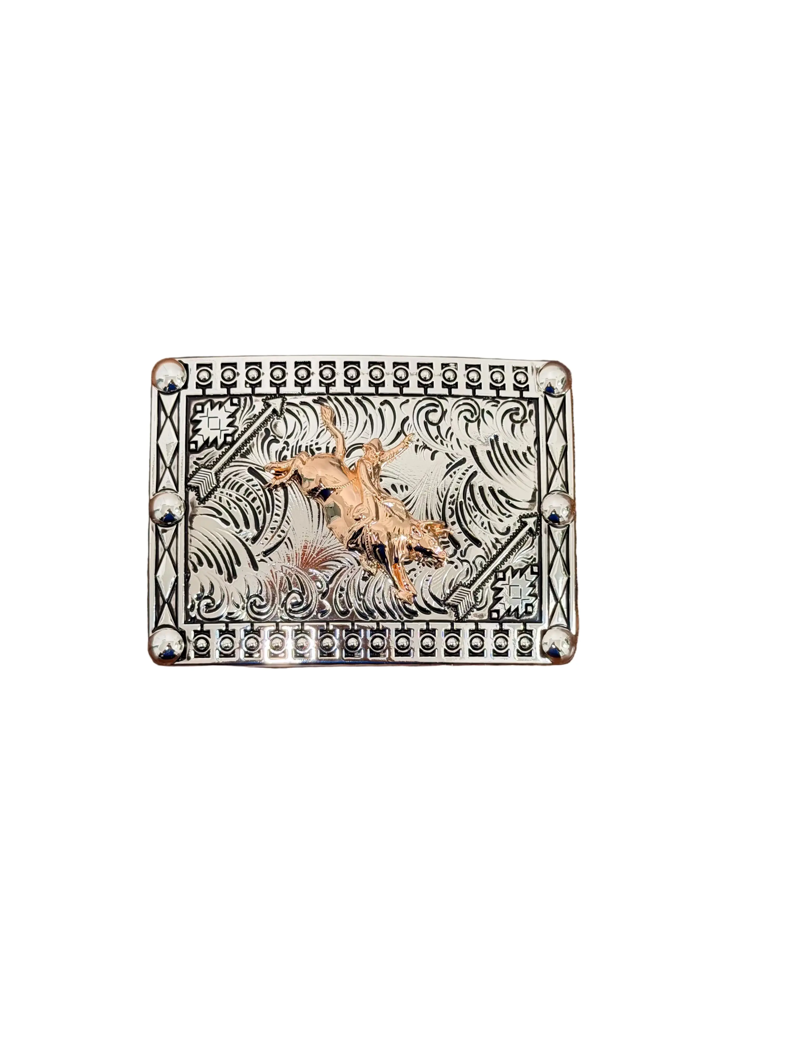 SQUARE SILVER RIDER MOUNTED DESING BUCKLE