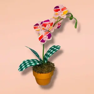 Handmade Fabric Multicolor Orchid Romantic Bloom with Unique Emotions and Sentiments Made at Order