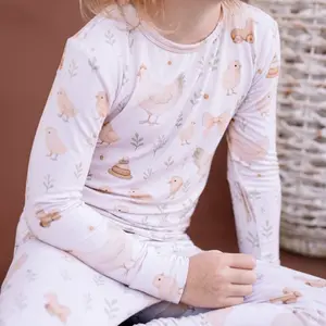 Little Buddies Boutique Just Hatchin’ Bamboo Long Sleeve Set for Kids - Comfortable 95% Bamboo & 5% Spandex - Ranch Style Dinosaur Print - Sizes 18-24M to 5T