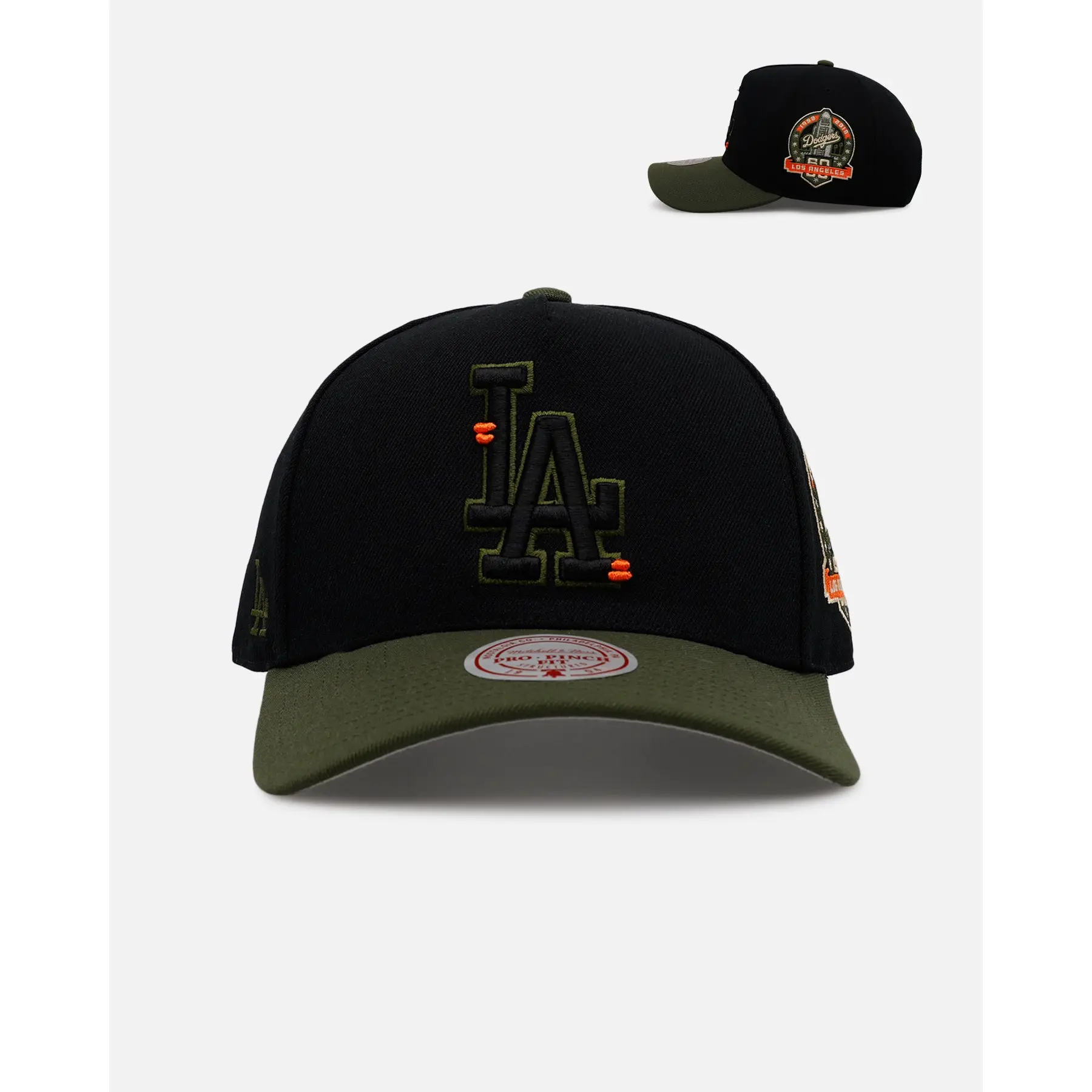Mitchell & Ness Los Angeles Dodgers 'Olive Cargos' Pro Pinch Snapback Olive/Black