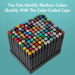 120-Color Dual-Tip Alcohol Marker Pen Set, Rich Intense Hues, Smooth Strokes, Vibrant Art Supplies for Arts & Crafts Air Toobz Experiment Science Kit (Educational Toy for Kids)