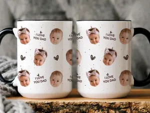 Personalized Photo Mug for Dad, Custom Baby Face Mug I Love You Dad, Father’s Day Gift, Dad Coffee Cup, Gift from Kids