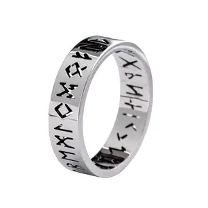 Vintage  6mm Out Odin Norse Viking Amulet Rune Rings for Men Words Ring Wedding Jewelry Valentine's Gifts