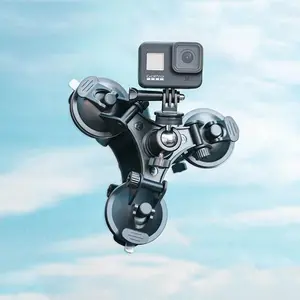 3-Cup Car Suction Cup Holder Strong Mount for GoPro Hero 13 12 11 10 9 8 Insta360 SJCAM AKASO DJI Osmo Action Camera Accessories